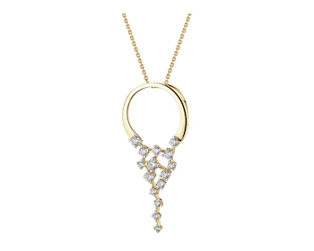 14 K Rhodium-Plated Yellow Gold Pendant with Diamonds - 0,29 ct - fineness 14 K