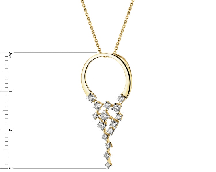 14 K Rhodium-Plated Yellow Gold Pendant with Diamonds - 0,29 ct - fineness 14 K