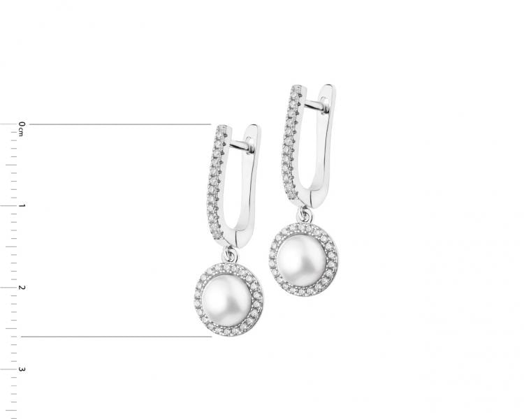 Kolczyki srebrne z perłami i cyrkoniami