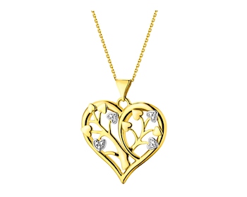 Přívěsek ze žlutého zlata s diamanty - srdce  0,01 ct - ryzost 585