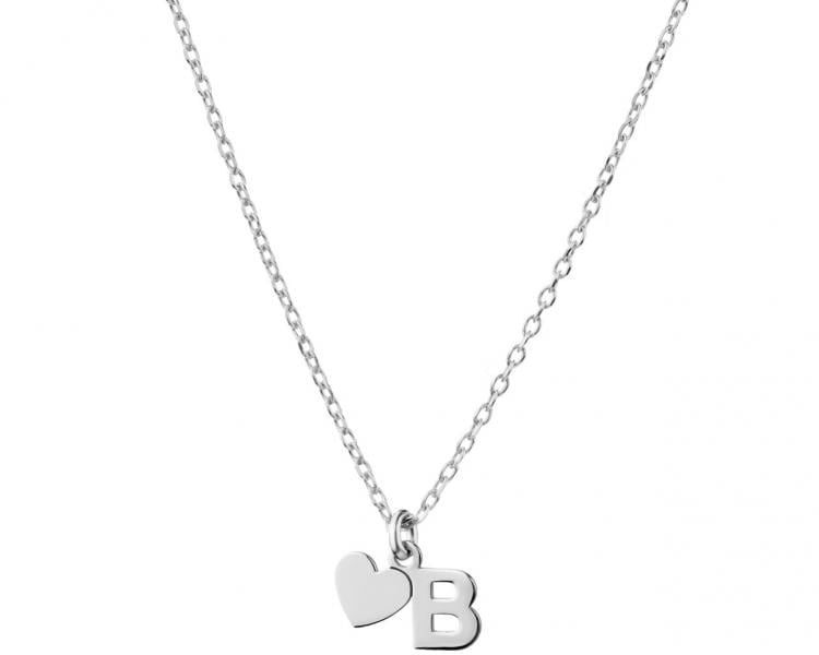 Stříbrný náhrdelník - písmeno B, srdce