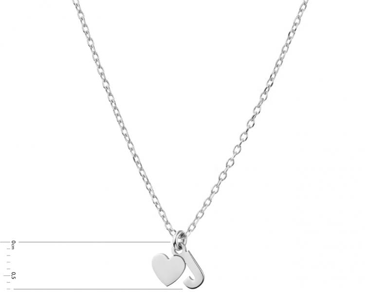 Stříbrný náhrdelník - písmeno J, srdce
