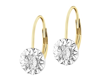 375 Yellow And White Gold Plated Earrings with Diamonds - 0,02 ct - fineness 375