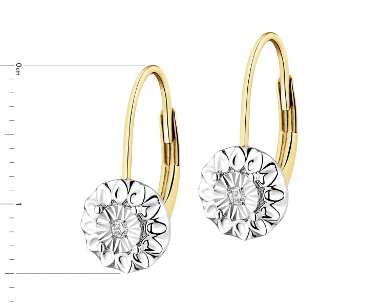 375 Yellow And White Gold Plated Earrings with Diamonds - 0,02 ct - fineness 375