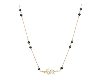 9 K Rhodium-Plated Yellow Gold Necklace with Diamonds - fineness 9 K