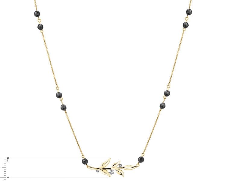 9 K Rhodium-Plated Yellow Gold Necklace with Diamonds - fineness 9 K