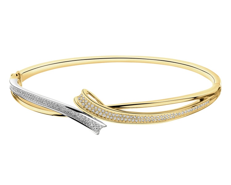 14 K Rhodium-Plated Yellow Gold Bracelet with Diamonds - 0,44 ct - fineness 14 K