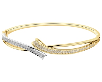 14 K Rhodium-Plated Yellow Gold Bracelet with Diamonds - 0,44 ct - fineness 14 K