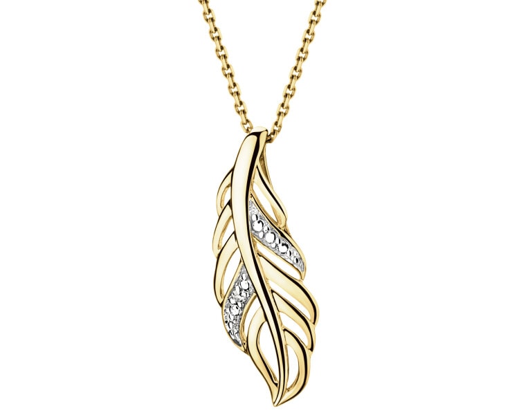 9 K Rhodium-Plated Yellow Gold Pendant with Diamond - 0,005 ct - fineness 9 K