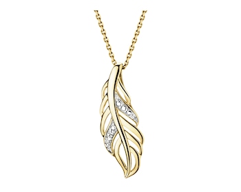 9 K Rhodium-Plated Yellow Gold Pendant with Diamond - 0,005 ct - fineness 9 K