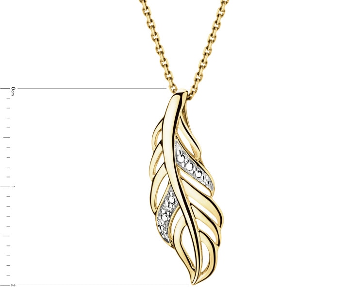 9 K Rhodium-Plated Yellow Gold Pendant with Diamond - 0,005 ct - fineness 9 K