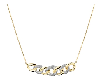 14 K Rhodium-Plated Yellow Gold Necklace with Diamonds - 0,33 ct - fineness 14 K