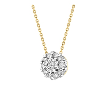 585 Yellow And White Gold Plated Pendant with Diamonds - 0,20 ct - fineness 585