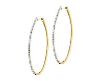 14 K Rhodium-Plated Yellow Gold Earrings with Diamonds - 0,47 ct - fineness 14 K