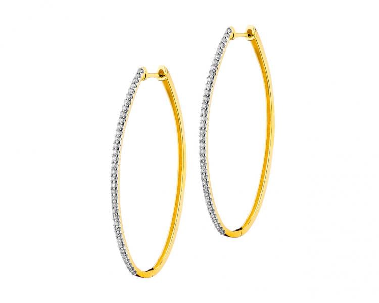 14 K Rhodium-Plated Yellow Gold Earrings with Diamonds 0,47 ct - fineness 14 K