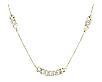 14 K Rhodium-Plated Yellow Gold Necklace with Diamonds - 0,10 ct - fineness 14 K