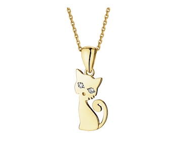 9 K Rhodium-Plated Yellow Gold Pendant with Diamonds - 0,008 ct - fineness 9 K