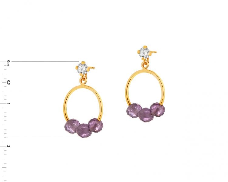 9 K Yellow Gold Earrings with Amethyst