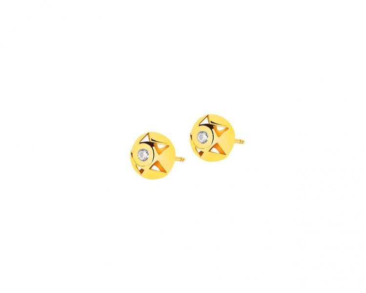 14 K Yellow Gold Earrings with Cubic Zirconia