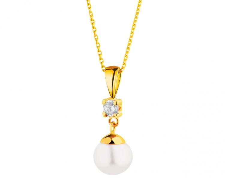 14 K Yellow Gold Pendant with Pearl