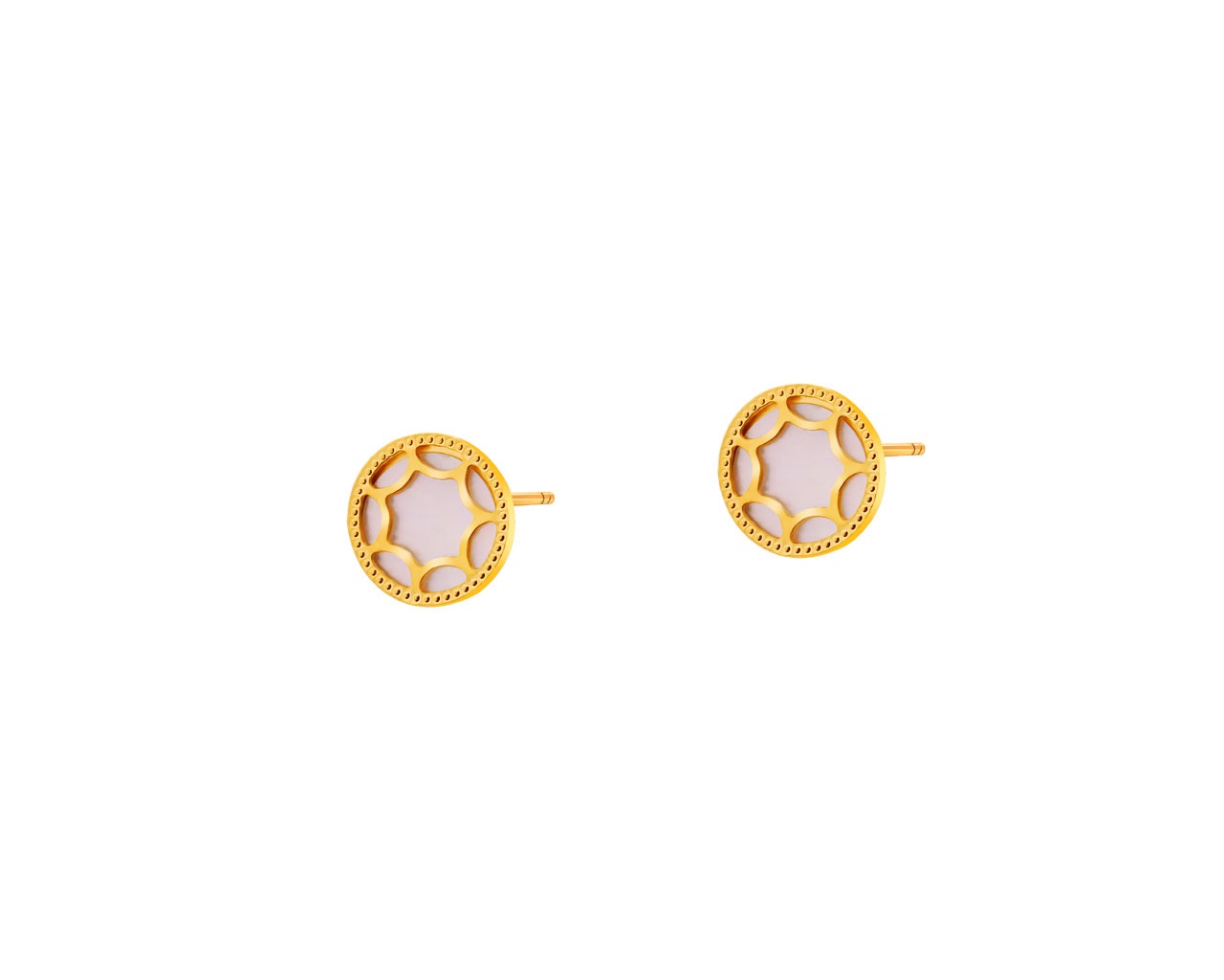 9 K Yellow Gold Earrings with Mother Of Pearl