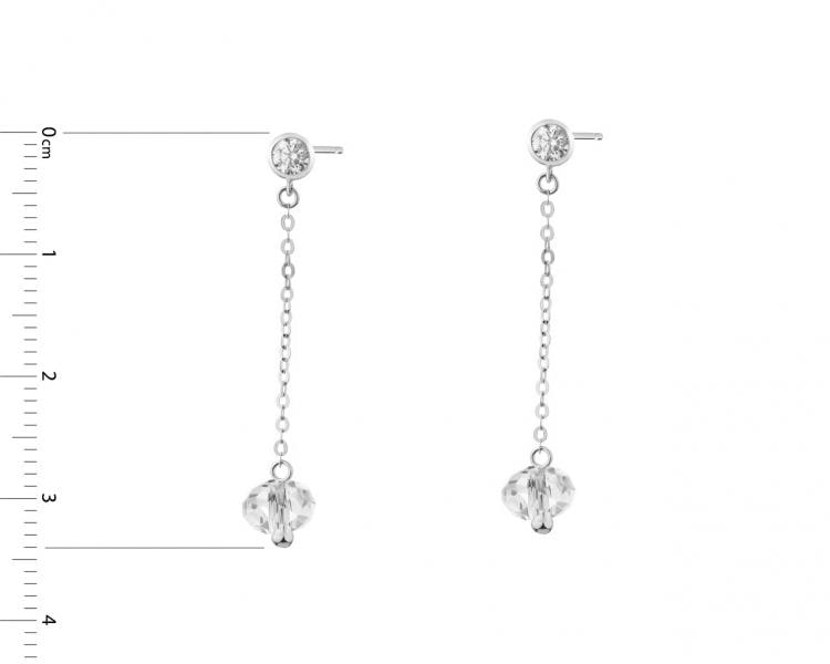 375 Rhodium-Plated White Gold Earrings with Cubic Zirconia