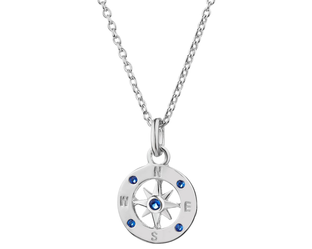 Stříbrný náhrdelník se zirkony - kompas