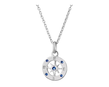Stříbrný náhrdelník se zirkony - kompas