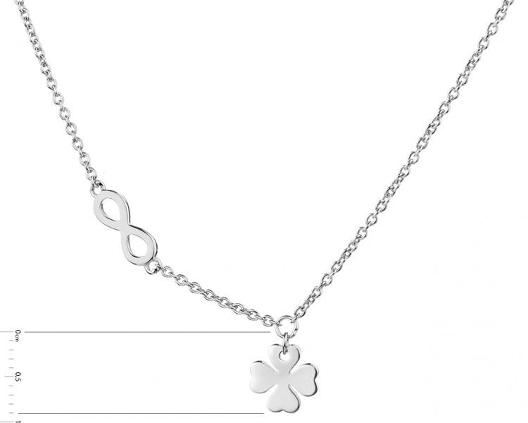 Silver necklace - clover, infinity