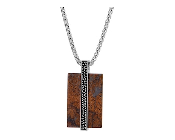 Stainless steel necklace with bronzite