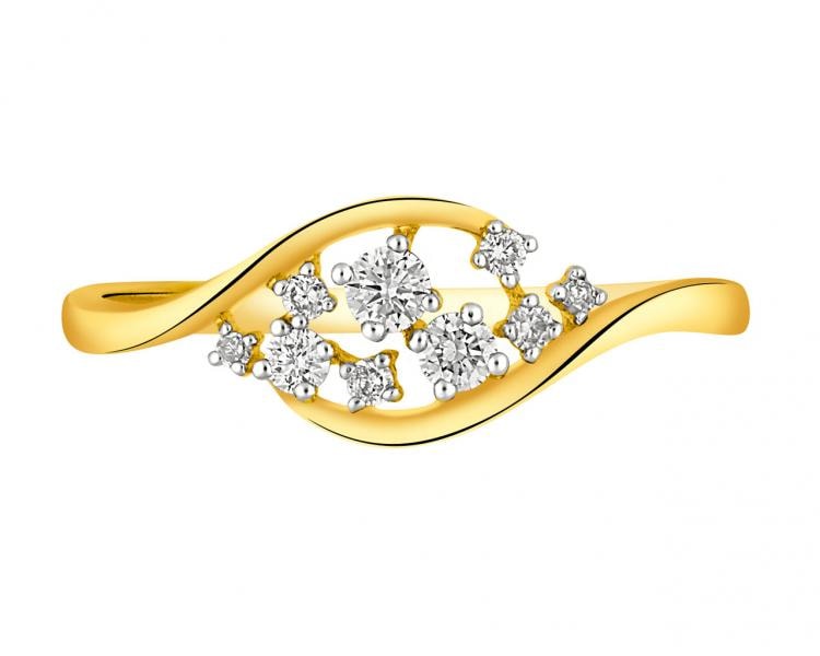 Prsten ze žlutého zlata s diamanty 0,14 ct - ryzost 585