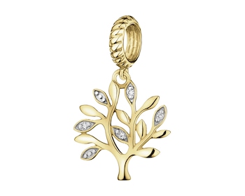 9 K Rhodium-Plated Yellow Gold Pendant with Diamonds - 0,01 ct - fineness 9 K