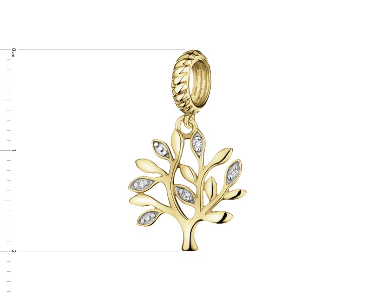 9 K Rhodium-Plated Yellow Gold Pendant with Diamonds - 0,01 ct - fineness 9 K