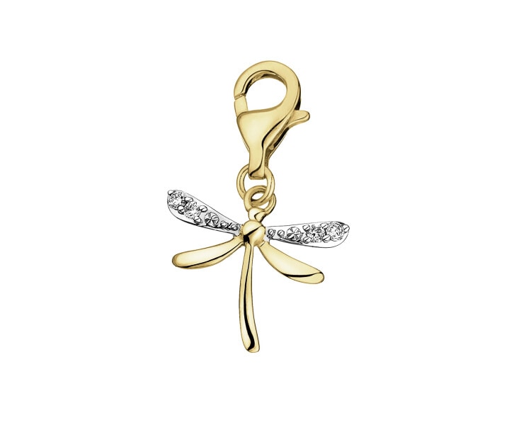 9 K Rhodium-Plated Yellow Gold Pendant with Diamonds - 0,04 ct - fineness 9 K