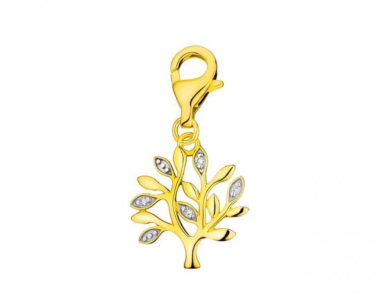 Zawieszka charms z żółtego złota z diamentami - drzewko 0,01 ct - próba 375