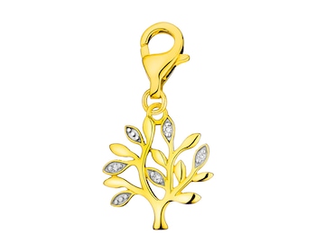 Zawieszka charms z żółtego złota z diamentami - drzewko 0,01 ct - próba 375