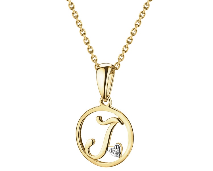 14 K Rhodium-Plated Yellow Gold Pendant with Diamond - 0,003 ct - fineness 14 K