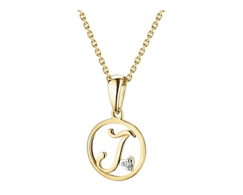 14 K Rhodium-Plated Yellow Gold Pendant with Diamond - 0,003 ct - fineness 14 K