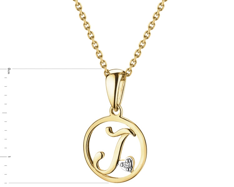 14 K Rhodium-Plated Yellow Gold Pendant with Diamond - 0,003 ct - fineness 14 K