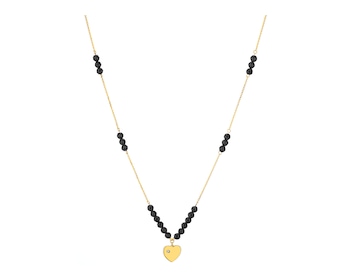 9 K Rhodium-Plated Yellow Gold Necklace with Diamond - fineness 9 K