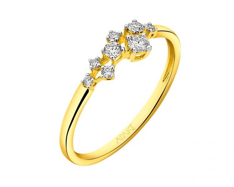 Prsten ze žlutého zlata s brilianty 0,18 ct - ryzost 585