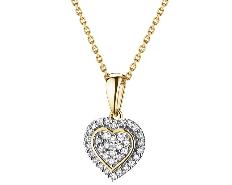 14 K Rhodium-Plated Yellow Gold Pendant with Diamonds - 0,09 ct - fineness 14 K