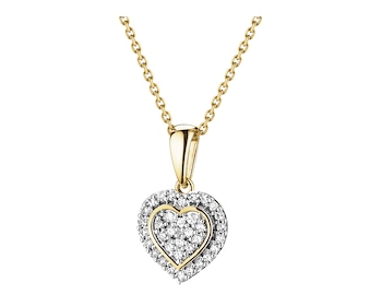 Zawieszka z żółtego złota z diamentami - serce - 0,09 ct - próba 585