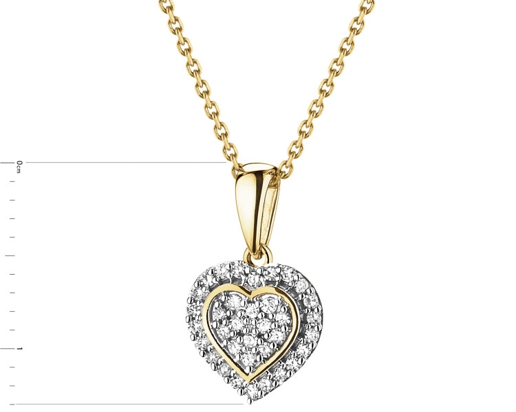 14 K Rhodium-Plated Yellow Gold Pendant with Diamonds - 0,09 ct - fineness 14 K