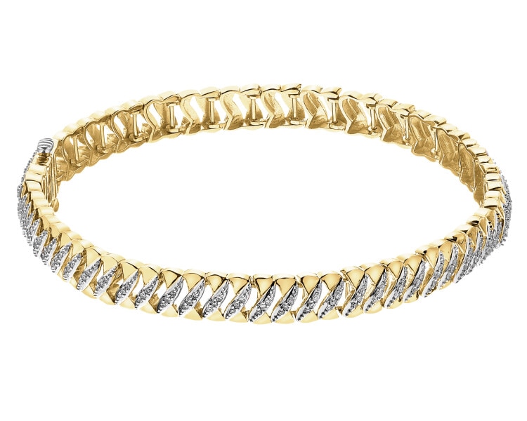 14 K Rhodium-Plated Yellow Gold Bracelet with Diamonds - 0,50 ct - fineness 14 K