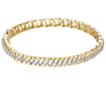 14 K Rhodium-Plated Yellow Gold Bracelet with Diamonds - 0,50 ct - fineness 14 K