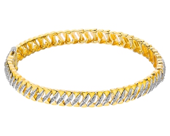 14 K Rhodium-Plated Yellow Gold Bracelet with Diamonds 0,50 ct - fineness 14 K