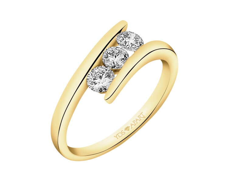 18 K Yellow Gold Ring with Diamonds - 0,57 ct - fineness 18 K