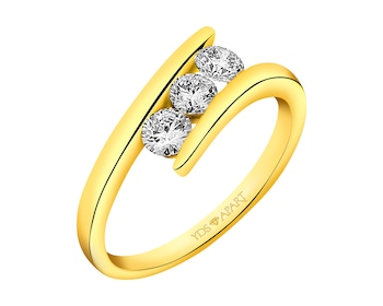 18 K Yellow Gold Ring with Diamonds 0,57 ct - fineness 18 K