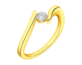 Zlatý prsten s briliantem 0,18 ct - ryzost 750